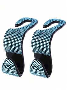 1 pieza Gancho colgador de automóvil con incrustaciones de diamantes para asiento trasero, accesorios creativos ocultos - Negro - Ver 18