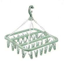 1pc 32-Clip Rotating Plastic Drying Rack, Space-Saving Folding Clothes Hanger, Suitable For Socks, Underwear And Small Garments, For Bedroom, Bathroom, Closet And Dorm Storage, Laundry Room Accessory, Clothes Drying Rack