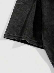 ROMWE MEN Men's Gothic Anime Washed Crew Neck Short Sleeve T-Shirt, Summer Fashion, 2000s Style - 黑色 - 查看 3