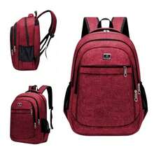 Backpack Bag Reinforced Notebook Resistant Work College Korean - Đỏ - Xem 1