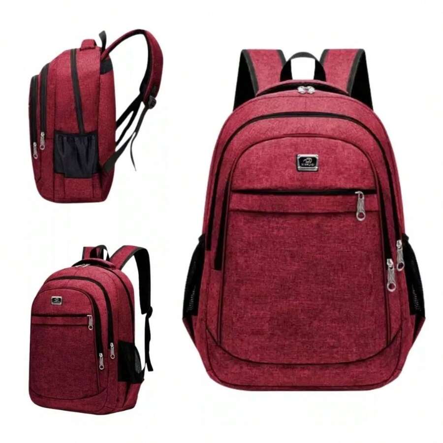 Backpack Bag Reinforced Notebook Resistant Work College Korean - Đỏ - Xem 1