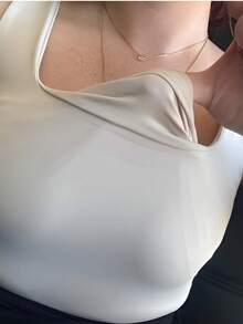 Kit 3 Body Bory Bori Women's Square Neck Tank Top Thick Strap Winter Colors Suplex Basic Simple - 裸色/白色/棕色 - 查看 6