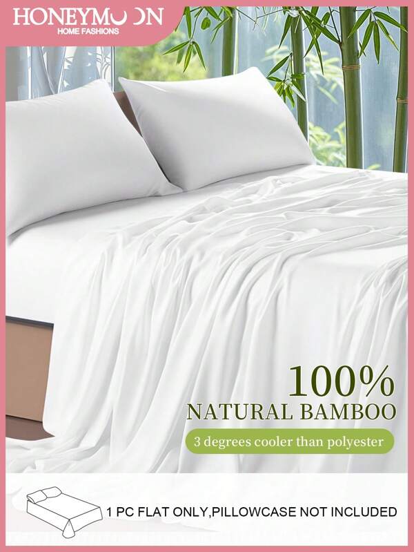 1pc Bamboo Cooling Flat Sheet, Rayon Derived From Bamboo, Breathable & Soft, Deep Pocket Bed Sheet, For All Size Bed -Twin, Full, King, Queen Size Sheet, For Home Bedding And School Bedding Dorm Essentials