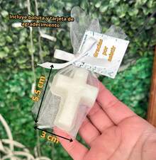 12 velitas cruz con aroma souvenirs recuerdo para evento bautizo primera comunión - Blanco - Ver 1