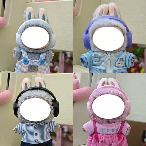1 Stück Labu Plüschkopfhörer - 17cm Plüschpuppen-Kopfhörer - erste und zweite Generation Labu-Kopfhörer - Kinderplüschtiere - Geschenk für Feiertage/Geburtstag - Geschenk - Kinderspielzeug - Spielzeug (nur Kopfhörer, keine Puppe enthalten)