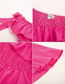 Danna Belle Girls Dress Tween One Shoulder Ruffle Tiered Layer Summer Party Dress Clothes Gifts Size 5-14 - 玫紅色 - 查看 9