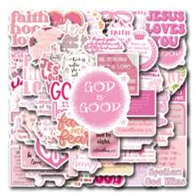 55 Piezas de Pegatinas con Versículos Bíblicos en Color Rosa como Regalo Cristiano de Navidad para Niñas y Mujeres, Citas Inspiradoras de Jesús, Alabado Sea Dios, Decoración Religiosa, Recuerdos de Fiesta, Motivacional