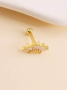 1pc Cubic Zirconia Stud Earring - Yellow Gold - View 8