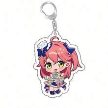 Anime Hololive Vtuber Figures Acrylic Keychain Inugami Crown Shirakami Fubuki Bag Charms Cartoon Pendant Fans Gift Keyring - Multicolor - View 6