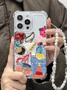1 件创意夏日海鲜和啤酒卡通设计防摔 TPU 手机壳，兼容 Apple 16/15 Pro Max/15 Plus/15 Pro/15/14 Pro Max/14 Plus/14 Pro/14/13 Pro Max/Pro Max/12 Pro Max/12 Pro/12/11 Pro Max/11/X/XS/XR/XS Max