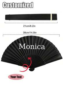 Personalized Black Classic Folding Hand Fan, Solid Color Versatile Flat Plastic Ladies Folding Fan Folding Fan Dancing,Hand Fan(For Women) Large Folding Fan Retro Folding Fan Decorative Fan Home Decoration Graduation Fans Fan. Suitable For Daily Use