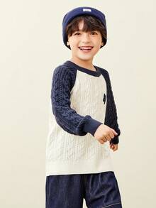 mini bala 儿童学院风毛衣 2025 秋季柔软保暖套头衫 - 藍紫 - 查看 2