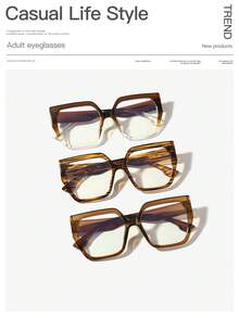 1 pezzo Occhiali da donna con montatura quadrata grande in acrilico, di moda, colore nero, adatti per lettura quotidiana, lavoro e vita universitaria