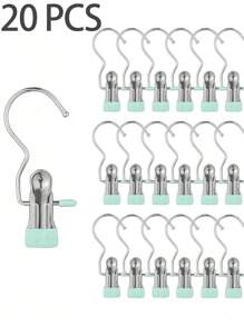 10/30/40 Pieces Of Stainless Steel Clothes Clip, Simple Stainless Steel Hook Clip,Stainless Steel Clips,Back To School Must Haves,Laundry Pegs With Hooks,(Coat) Hanger,Interior ,Portable Hanging Clothes Clip, Wardrobe Storage Racks, Clothes Hangers Easter Decorations, Mother's Day Clothing Spring Decorations, Holiday Decorations,Hanger Dress Pants Shoes Jeans Boots Skirt