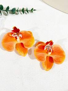 2pcs Women's Gold, Silver, Orange, Black, Red, Purple, White, Pink Orchid Flower Barrettes, Bohemian Style - Phalaenopsis - View 14