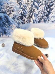 1双2025新款男童防滑防水软底保暖内衬厚雪地靴，注意：鞋子尺码偏小1码