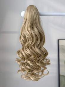 Extensión de cabello de cola de caballo de 22 pulgadas con ondas naturales doradas, suave y natural, fibra sintética resistente al calor, adecuada para uso diario de mujeres - Beis - Ver 6