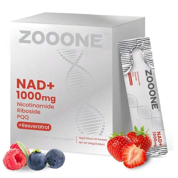 URO Zooone Nad 1000mg Suplemento Con Nicotinamide Riboside, Resveratrol & Pqq Alternativa Nmn Extra Fuerte Para Anti-envejecimiento, Energía & Concentración 30 Unidad
