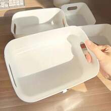 5/10 szt. małych plastikowych pudełek do przechowywania z uchwytami, wygodne przechowywanie, układanie w stosy, odpowiednie na ubrania, biurko, kosmetyki