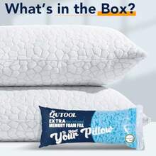 SDBCooling Pillows For Sleeping 2 Pack Shredded Memory Foam Bed Pillows Queen Size Set Of 2 Cool Gel Pillow For Hot Sleepers Adjustable Firm Pillow For Side Back And Stomach Sleepers Supportiveil05 - Làm mát trắngCơ bản - Xem 5