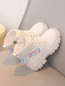 1 Pair New Heart-Shaped Bow Clover Girls Boots - Beige - View 4