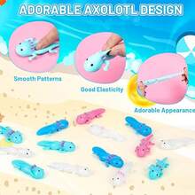 5/10/20/30/48 件装墨西哥蝾螈派对礼品，橡胶墨西哥蝾螈弹弓新奇玩具派对用品，蝾螈动物感官玩具，儿童减压玩具生日装饰，款式和颜色随机 - 彩色 - 查看 6