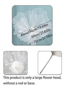 1pc Giant Silk Poppy Flower Bouquet, Wedding Aisle Decor, Home & Outdoor Decoration, Valentine's Day, Artificial Flower - White - View 4