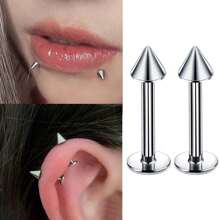 2PCS/Set Spike Lip Piercing Snake Bites Stainless Steel Helix Piercing Cartilage Earring Ear Piercing Body Jewelry Punk Style 16G 1.2mm
