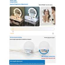 1pc 6/8/10/12/14 LED Makeup Mirror Light, USB Power Makeup Light Bulb In Front Of The Mirror, 3-Color And Brightness Adjustable, Mirror Light For Vanity Makeup Room (Mirror Not Included), Suitable For Bedrooms, Bathrooms, Makeup Table, Back To School - Multicolor - View 10