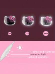 Sanrio 1 件 KT 猫动漫霓虹灯，带墙镜和可调节 LED 灯带 - 塑料、壁挂式、可切换、多功能、USB 供电、无线、无需电池、白色照明 - 适用于房间、情人节派对、生日、婚礼礼物、家庭、圣诞节装饰、送给女朋友、妻子、朋友、家人、恋人的礼物