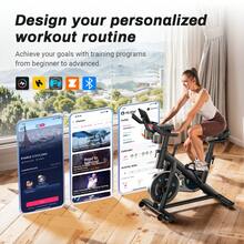 MERACH Exercise Bike, Brake Pad/Magnetic Stationary Bike With Exclusive App, Low Noise Indoor Cycling Bike With 300lbs Weight Capacity, Dumbbell Rack And Free Fitness Courses - Ma sát-Đen - Xem 8