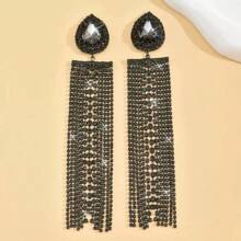 1 par de brincos pendentes de cristal em forma de lágrima exagerada e elegante