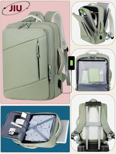 Multi-Compartment Travel Nylon Backpack For Women; Airline Carry-On Bag; Anti-Theft, Can Hold A 15.6-Inch Business Laptop Backpack; Large Capacity Expandable Travel Bag; Multi-Pocket Lightweight School Bag; Multi-Functional Book Bag;