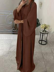 ANCHOSE Damen Elegant Ärmellos Maxikleid und Schleife Lang Strickjacke Zweiteiler im Mittleren Osten Stil