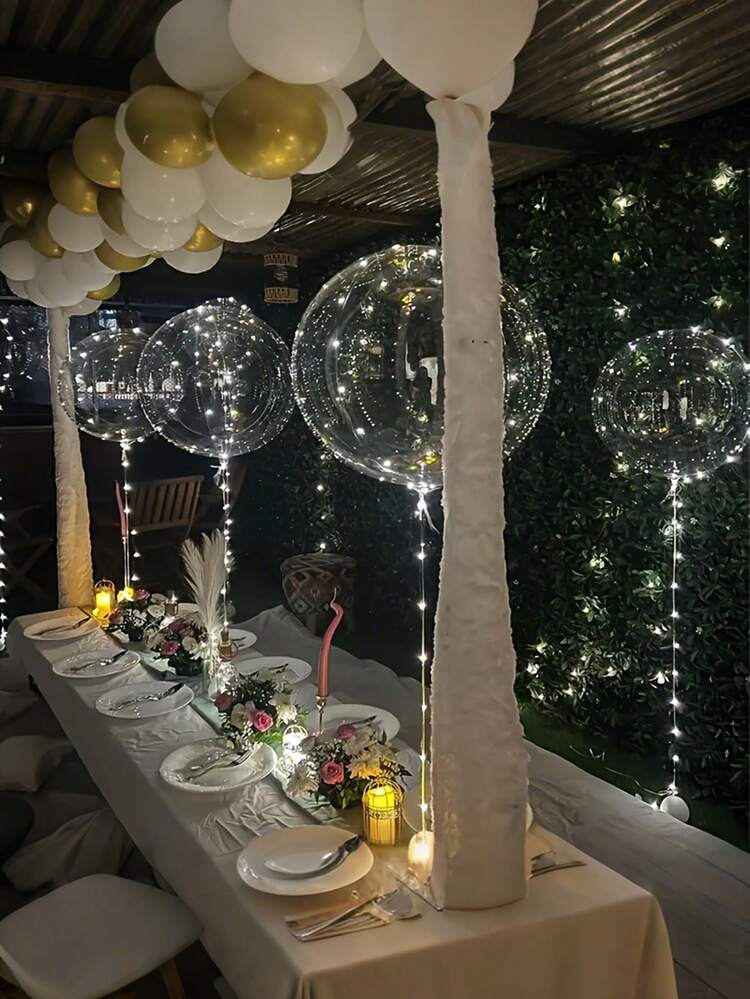 8个/套 LED 漂浮波浪气球，适用于婚礼装饰、生日派对装饰、宴会装饰和家居卧室装饰，无需电池，气球配件，生日气球，气球花环，自发光漂浮装饰，室内/室外均可使用 - 彩色 - 查看 4