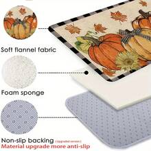 1 pieza Felpudo con estampado de gnomo y girasol para Acción de Gracias, felpudo suave antideslizante y absorbente lavable a máquina para piso de cocina, felpudo acogedor y festivo para entrada, decoración del hogar rectangular de pelo corto para sala de estar, dormitorio, cocina, lavandería, baño