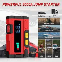 4000mAh High-Power Portable Car Jump Starter - Fast Charging, 12V/5000A 10L GAS Sel Auto Battery Booster, Emergency Ignition, Multi-Device Compatible With Cars, Motorcycles, Trucks, SUVs With Emergency Hammer & LED Flashlight - Multicolor - View 7