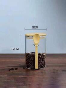 Glass Storage Jars With Bamboo Lids & Spoons Set, Airtight Containers For Kitchen Pantry, Ideal For Storing Spices, Nuts, Herbs