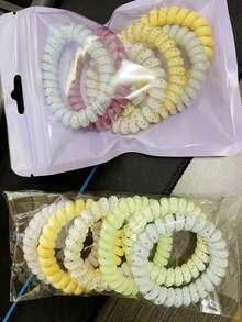 1 Stück/6 Stück Set, Bunt Spiralförmige Haargummis, Dekoration für Brautjungfernteam, Spiral Haargummis, Accessoires für Junggesellinnenabschied, Brautparty, Hochzeit (Muster/Verpackung zufällig versendet)