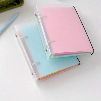 1pc Colorful Lined Index Cards 4.1" X 5.8" With Binder - 50 Sheets, Transparent Plastic Design, Perfect For Notes, Study Flashcards & Office Supplies (Blue, Pink, Green), Index Card Storage Box