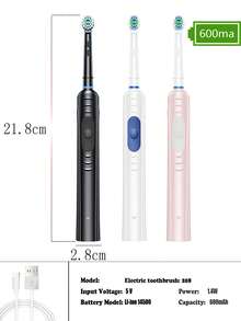 智能圆头自动 3D 清洁充电式电动牙刷生日礼物送给女性最好的朋友礼物送给女性的礼物 - 彩色 - 查看 6