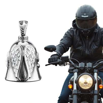 1pc Guardian Angel Motorcycle Bell Good Luck Charm Keychain Pendant Accessories, Gift For Bike, Friends