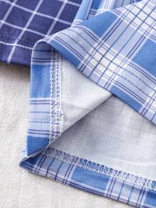 3-częściowe męskie spodnie do spania w kratę z kieszeniami, stylowy wzór w kratkę i praktyczne kieszenie, ubrania na jesień