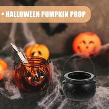 1 pièce Grand chaudron de sorcière d'Halloween, bol à bonbons en plastique noir, convient pour la décoration d'Halloween, les cadeaux de fête, les fournitures de fête de la chasse aux bonbons - Multicolore - Voir 9