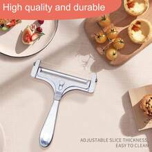 Adjustable Cheese Slicer – Stainless Steel Wire Cutter For Perfect Thin/Thick Slices, Ergonomic Handle For Hard & Soft Cheeses - Silver 1pc - View 7