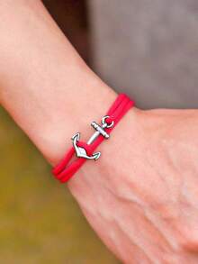 Unique Anchor Bracelet Men Handmade Sliding Adjustable Nautical 3mm Thin Marine String Bracelet Stainless Steel - Simple Style - View 3