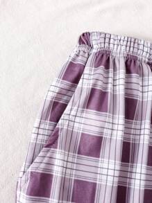 3-częściowe męskie spodnie do spania w kratę z kieszeniami, stylowy wzór w kratkę i praktyczne kieszenie, ubrania na jesień