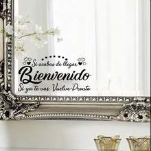 1 Set Spanish Welcome Decal/Wall Sticker, Suitable For Living Room, Entryway, Bedroom, Kitchen And Other Home Decor - Black - View 5