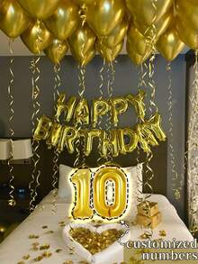 بالون لاتكس ذهبي مخصص مع رقم عيد الميلاد وحروف عبارة "عيد ميلاد سعيد" باللغة الإنجليزية، مقاس 32 بوصة، مناسب لديكور حفلات عيد الميلاد، الزفاف، استحمام الطفل، عيد الحب، حفلات عصابة العروس، حفلات عيد ميلاد بموضوع الفيونكة، ديكور خطوبة العروس، ديكور عيد الميلاد، السنة الجديدة، استحمام الطفل، التخرج، الخطوبة، ديكور حفلات الزفاف.