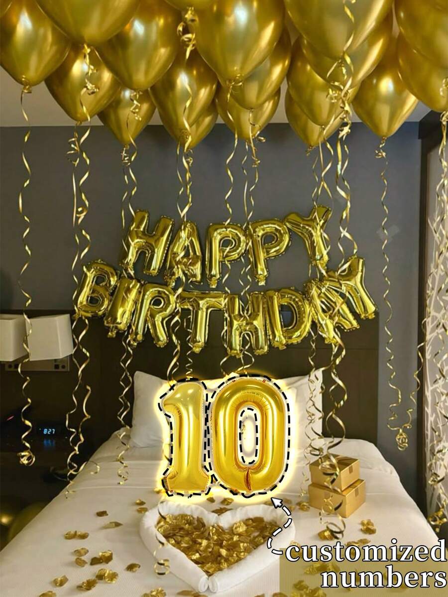 بالون لاتكس ذهبي مخصص مع رقم عيد الميلاد وحروف عبارة "عيد ميلاد سعيد" باللغة الإنجليزية، مقاس 32 بوصة، مناسب لديكور حفلات عيد الميلاد، الزفاف، استحمام الطفل، عيد الحب، حفلات عصابة العروس، حفلات عيد ميلاد بموضوع الفيونكة، ديكور خطوبة العروس، ديكور عيد الميلاد، السنة الجديدة، استحمام الطفل، التخرج، الخطوبة، ديكور حفلات الزفاف.